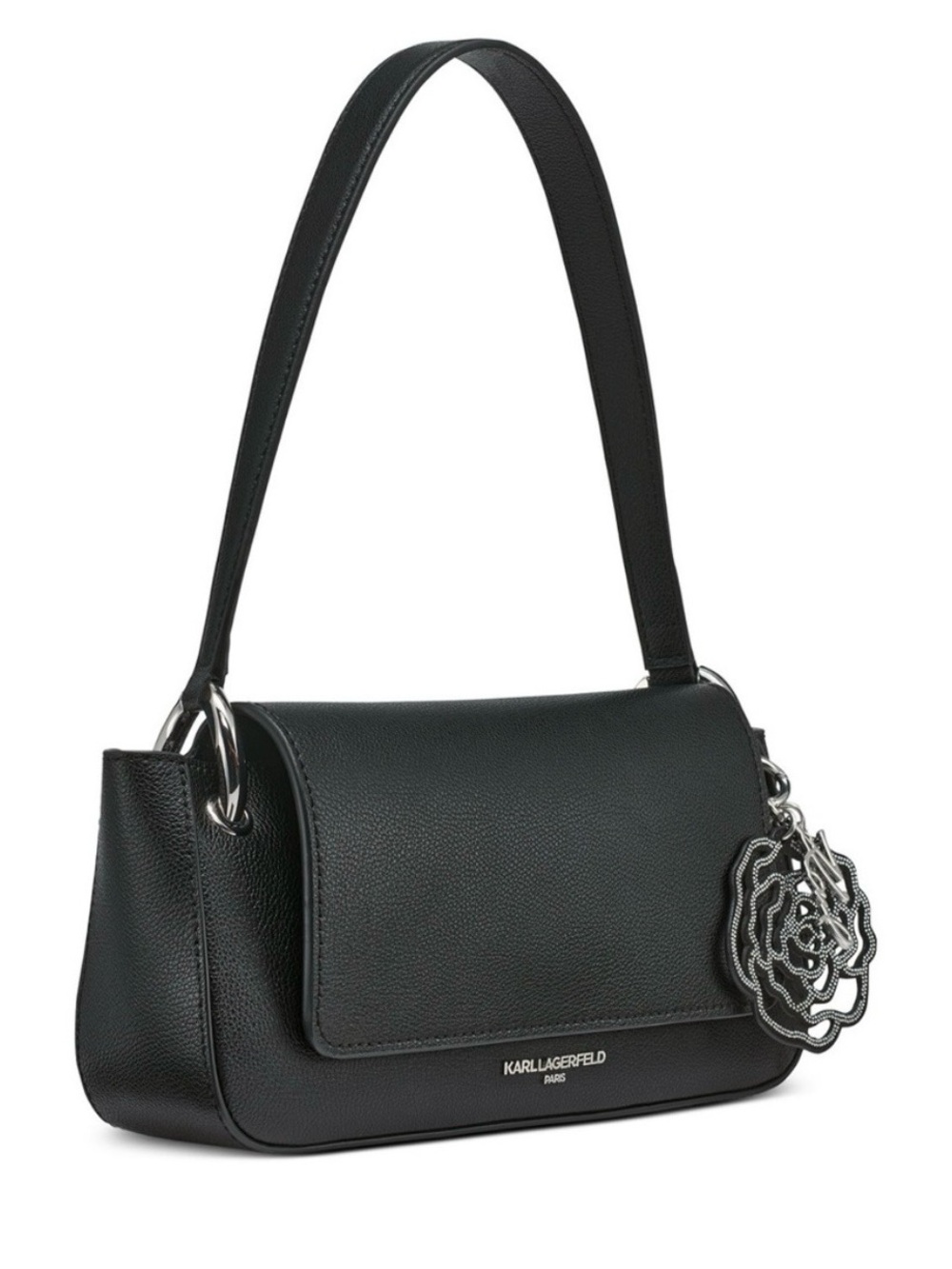 NWT Karl Lagerfeld Black Leather Shoulder Bag Luxury Bundle (includes dust bag) - Picture 7 of 8